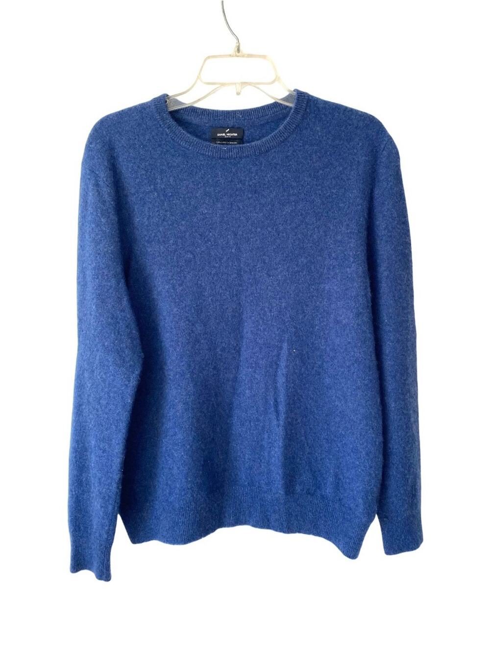 Daniel Hechter Paris Classic Crewneck Men's cashmere 2 Ply Sweater Blue large